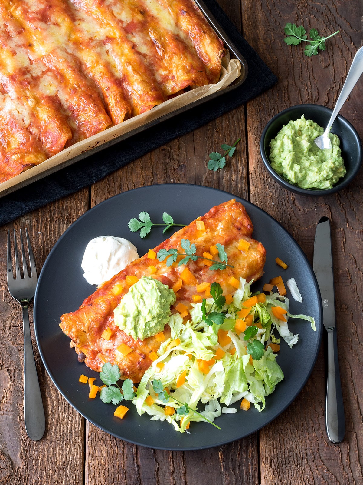 Chicken enchiladas are an easy family-friendly meal that’s sure to go down a treat. The homemade enchilada sauce adds an extra level of deliciousness.
