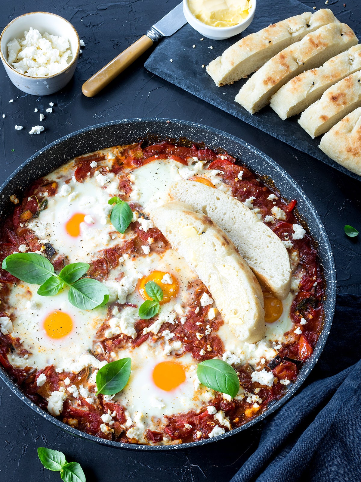 Breakfast, lunch, dinner… shakshuka is great any time of day. This version is full of veggies and absolutely delicious served with warm buttered Turkish bread for dunking.