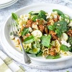 This lamb and pesto pasta dish is full of really yummy ingredients, including some hidden veggies. It’s super quick and easy to make.